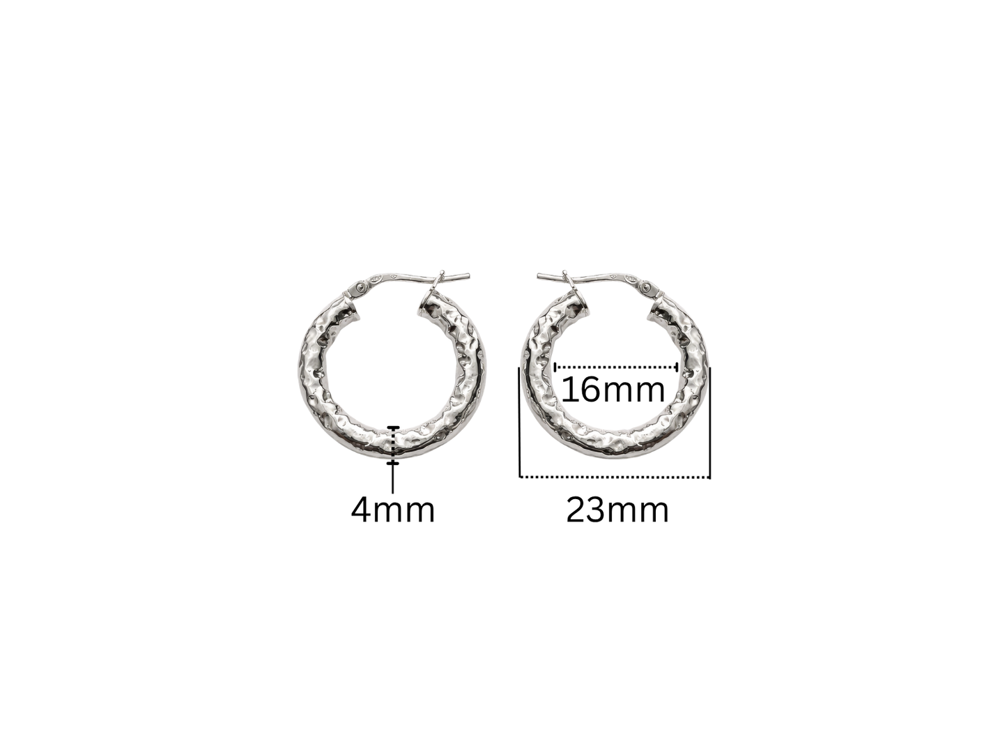 Hammered Hoop Earrings- 23MM | Sterling Silver