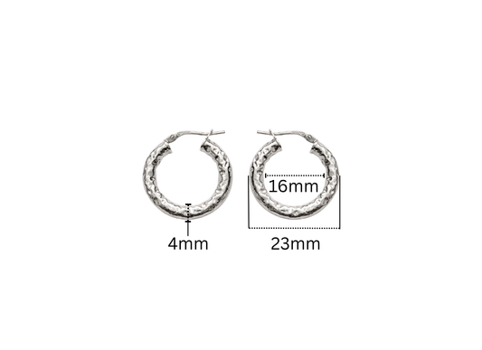 Hammered Hoop Earrings- 23MM | Sterling Silver