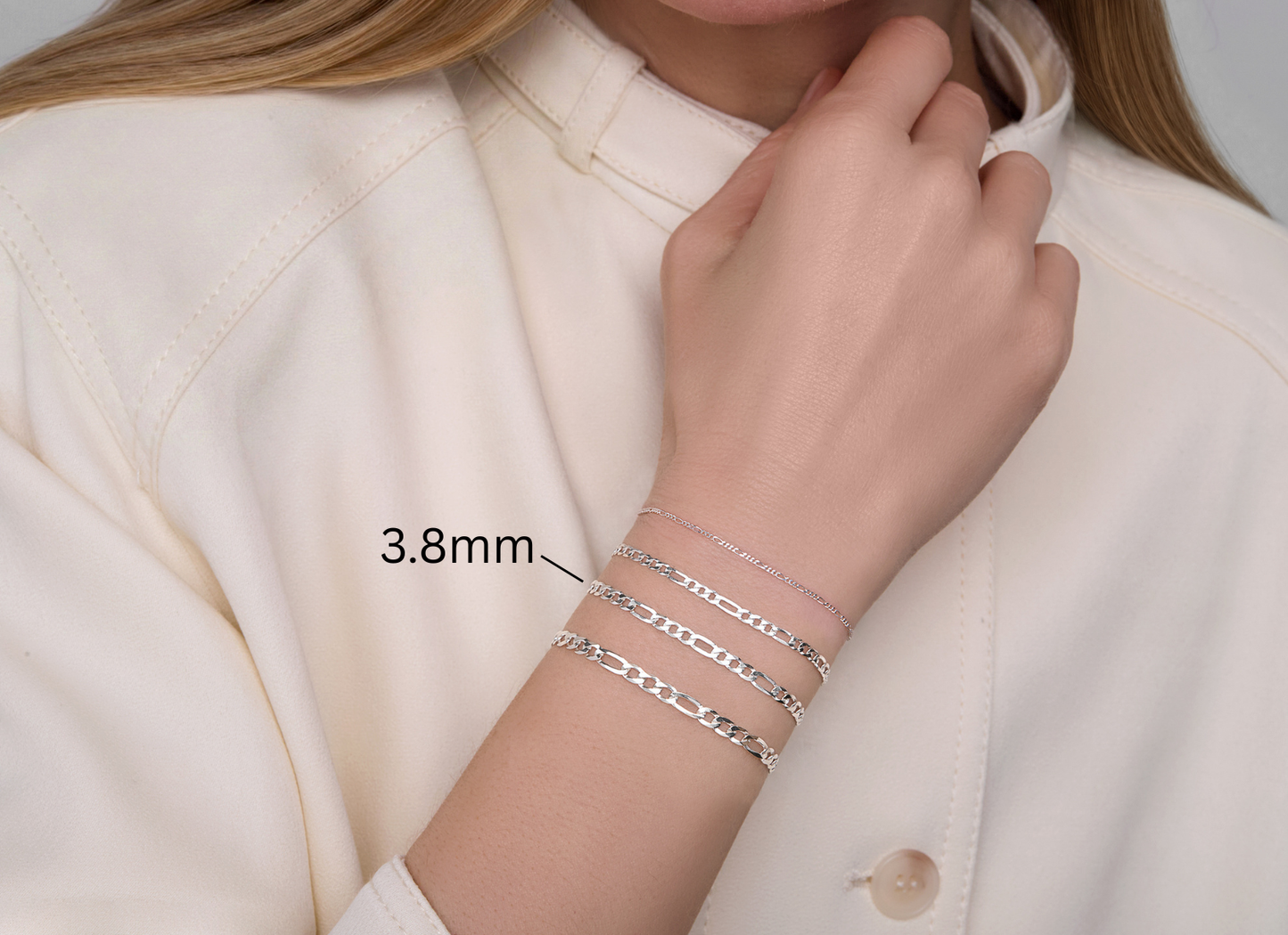 Ultra Flat Figaro Chain - 3.8MM | Sterling Silver