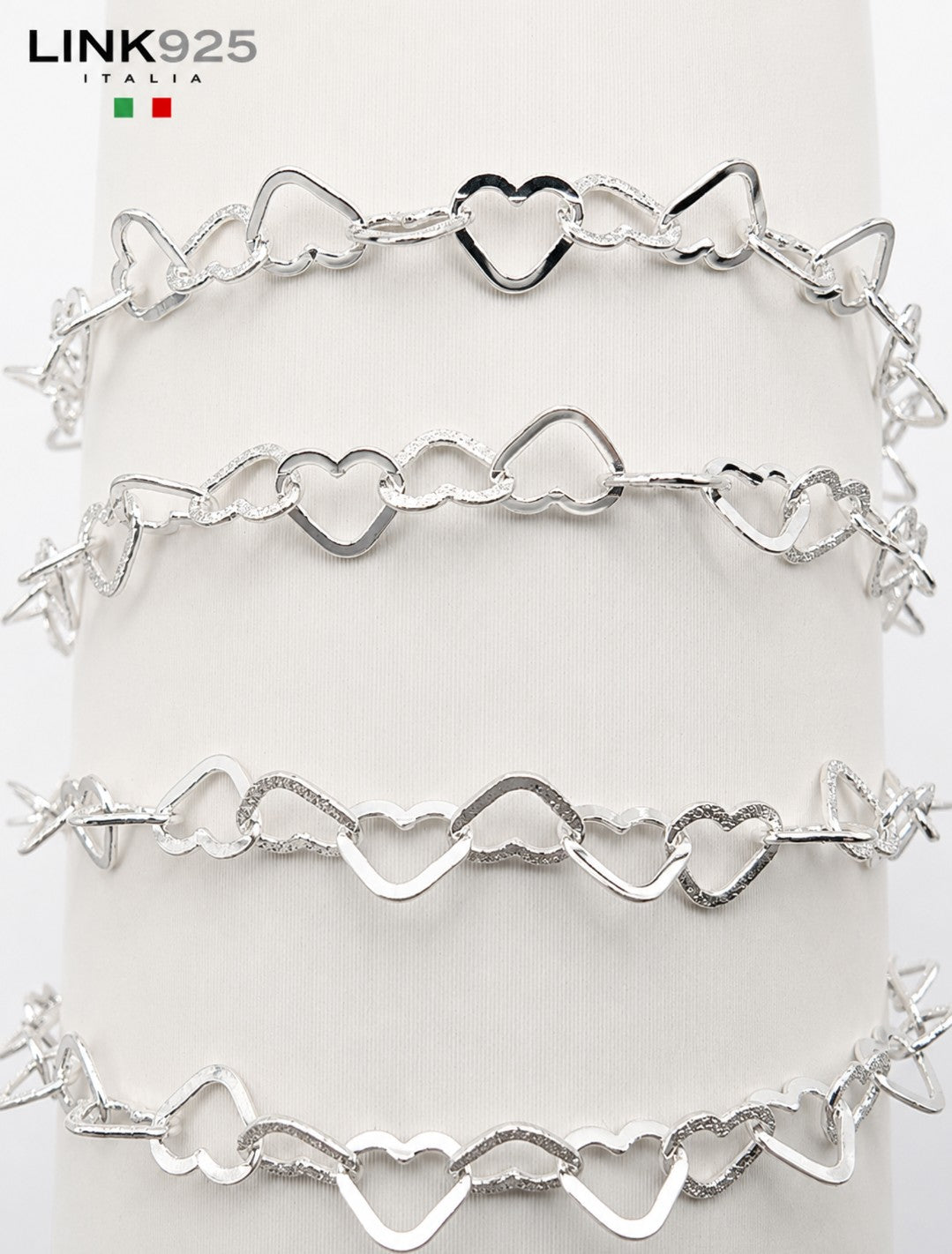 Alternating Diamond Cut Heart Chain | 4.6MM | Sterling Silver