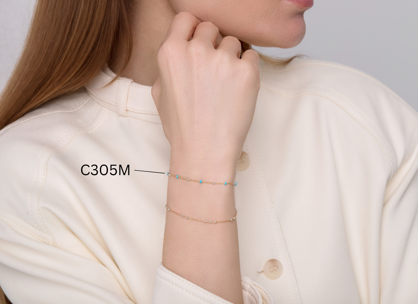 Enameled Satellite Chain - 1.1MM with 2MM Beads | Mixed Metal