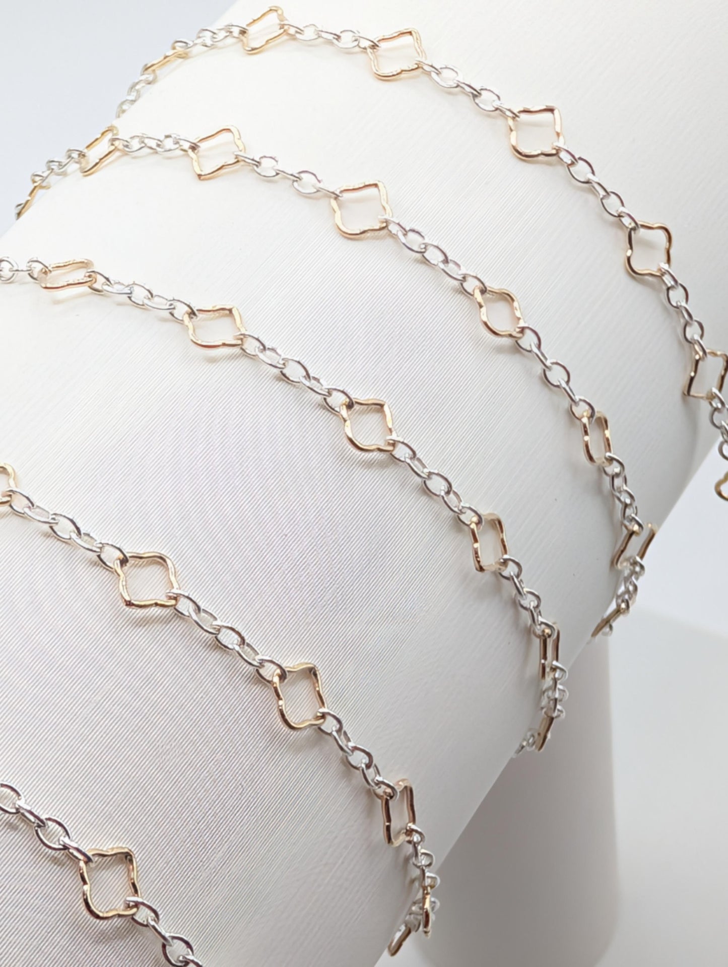 Clover Chain - Gold Filled Clovers & Sterling Silver- 4.3MM | Mixed Metal
