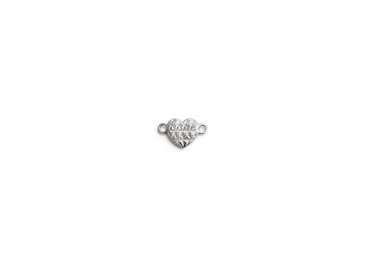 Diamond Cut Heart Connector - 9.2MM x 5.6MM | Sterling Silver