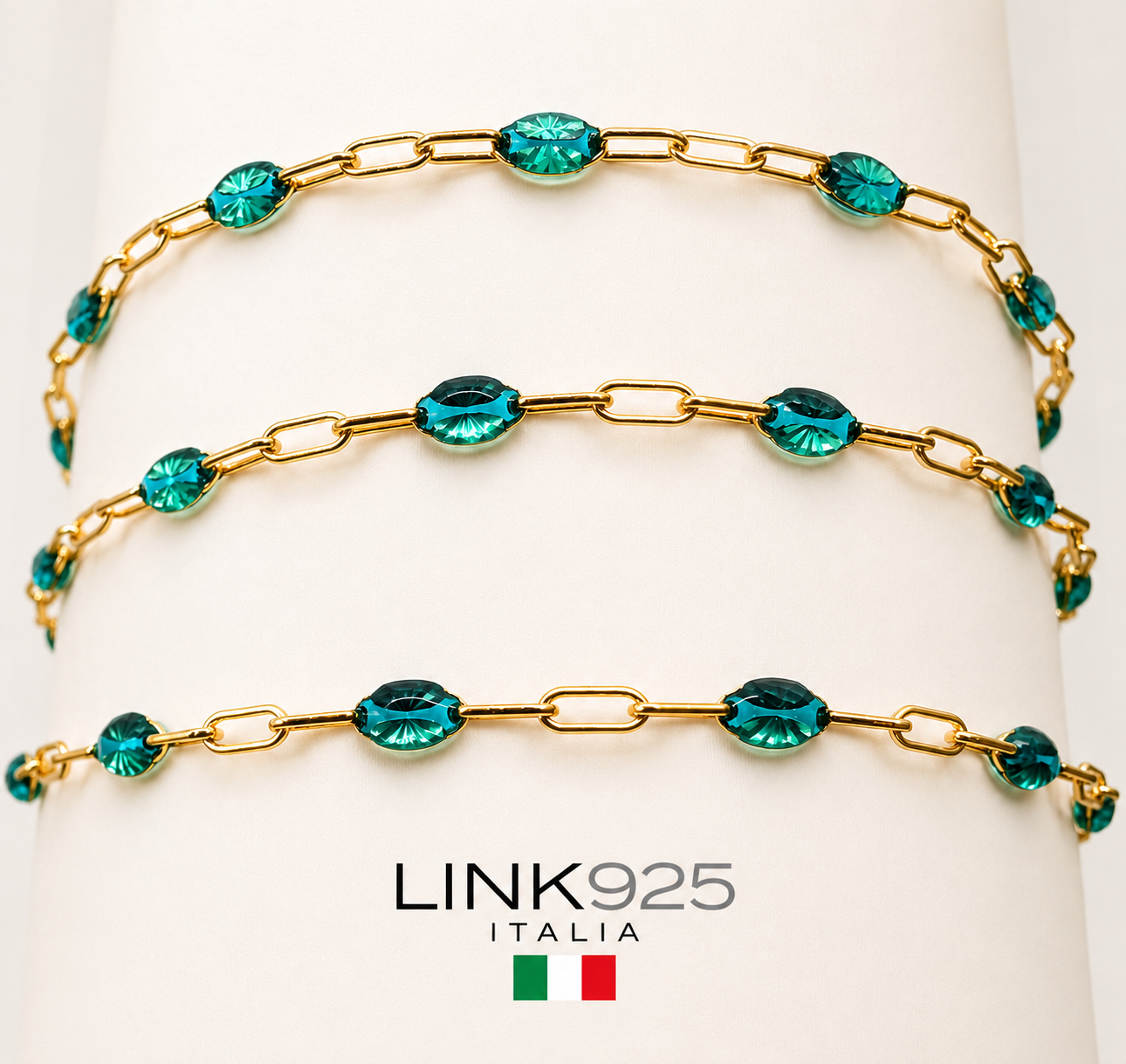 Teal Enamel Paperclip Chain | 1.5MM | 14K Gold Filled