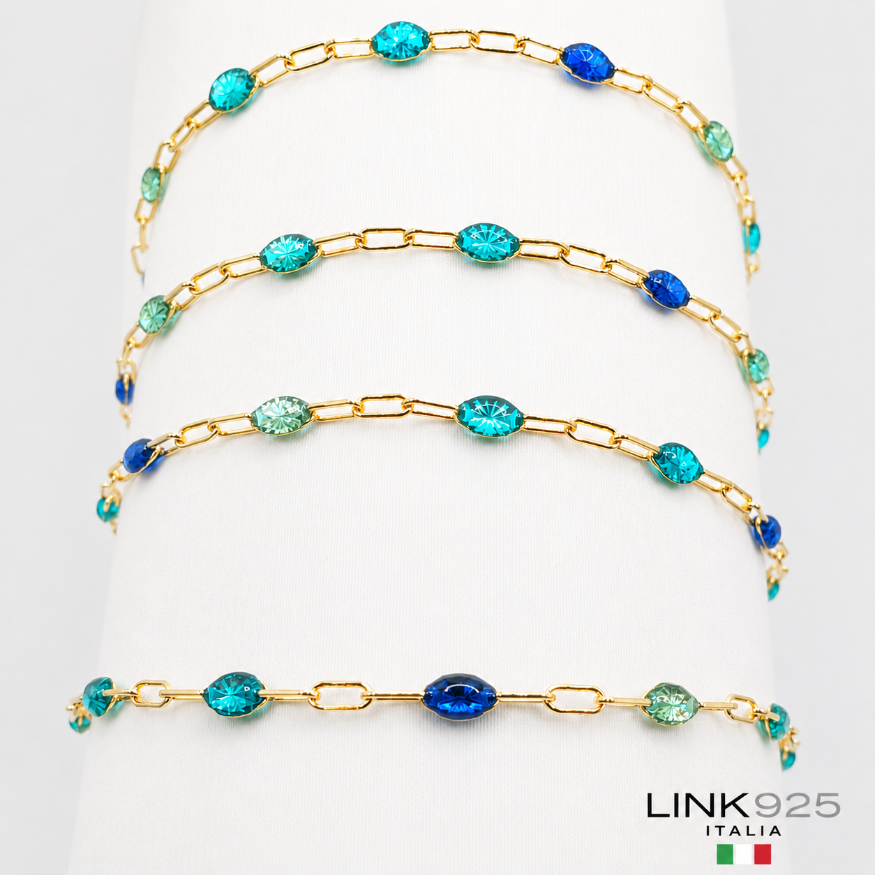 Blue & Green Enamel Chain - 1.5MM | 14k Gold-Filled