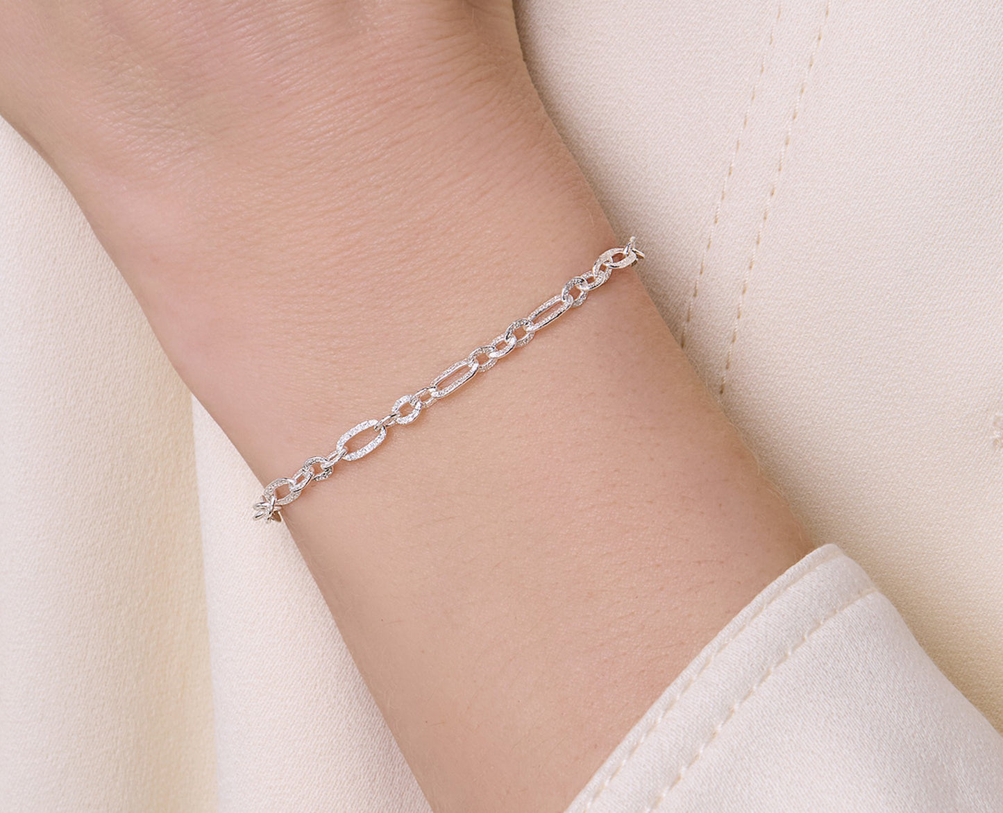 Diamond Cut Figaro Rolo Chain – 3.7mm | Sterling Silver