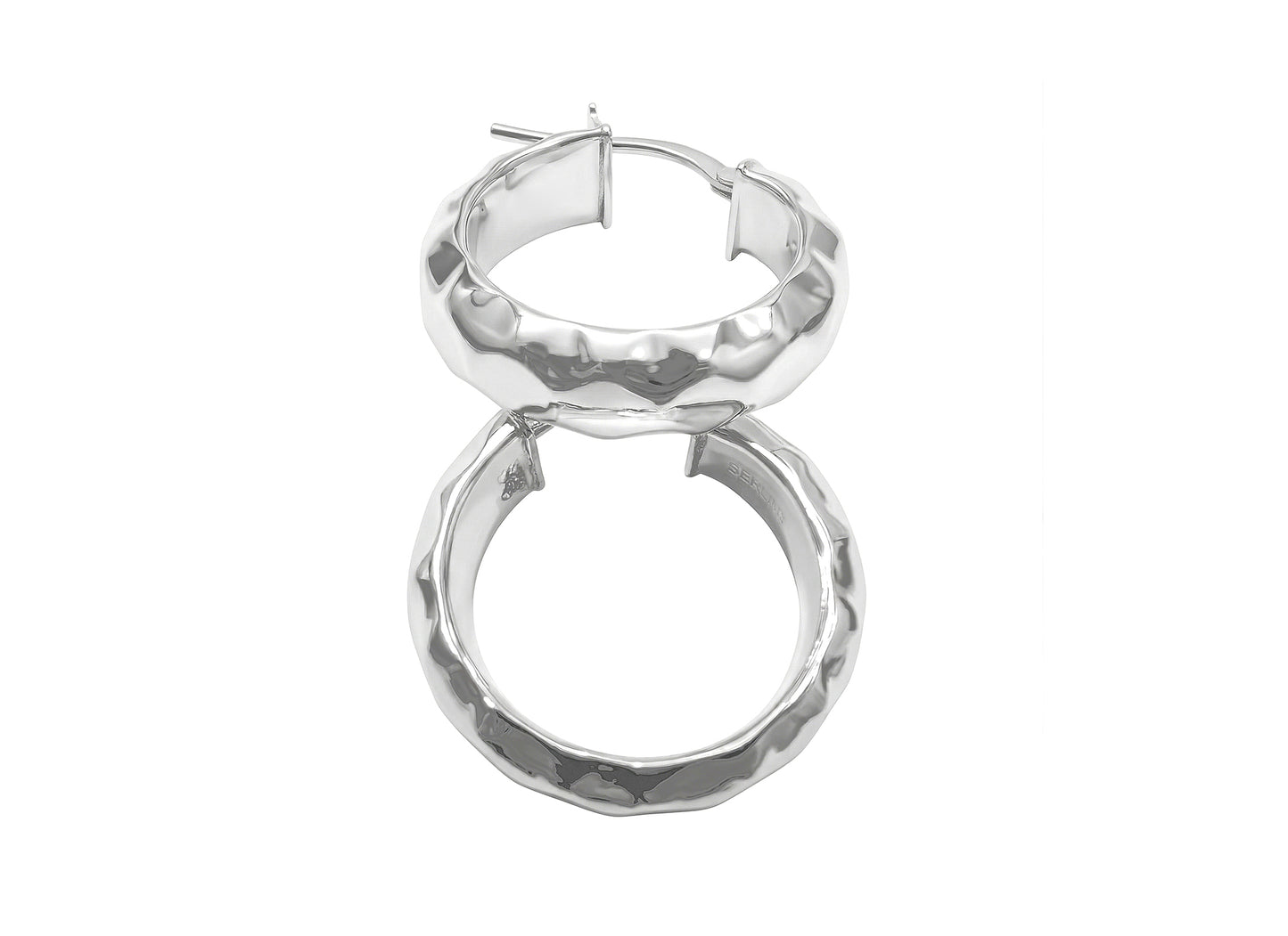 Hammered Tube Hoop Earrings - 21MM | Sterling Silver