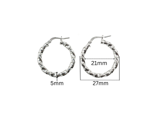 Diamond Cut Textured Hoop Earrings - 27MM | Sterling Silver