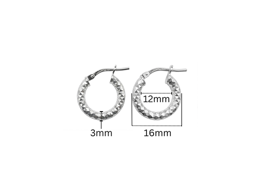 Diamond Cut Hoop Earrings - 16MM | Sterling Silver