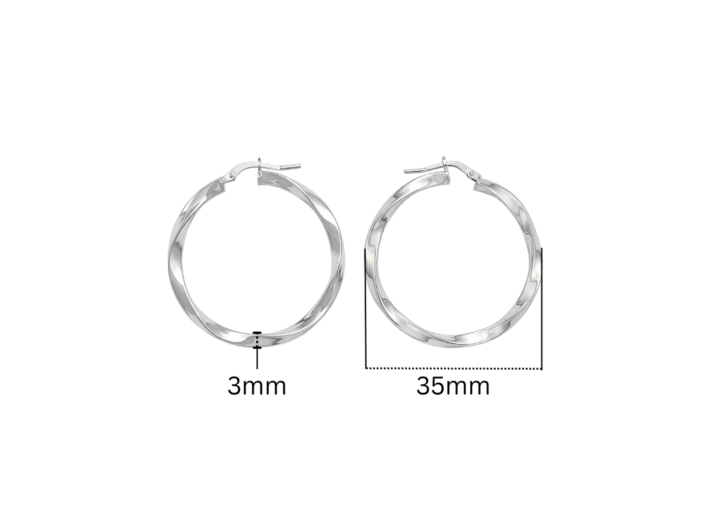 Twisted Hoop Earrings - 35MM | Sterling Silver