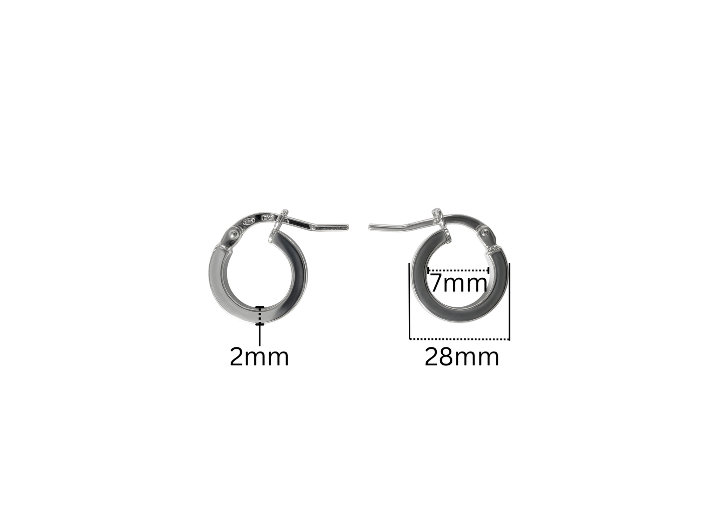 Flat Classic Hoop Earrings - 12MM | Sterling Silver