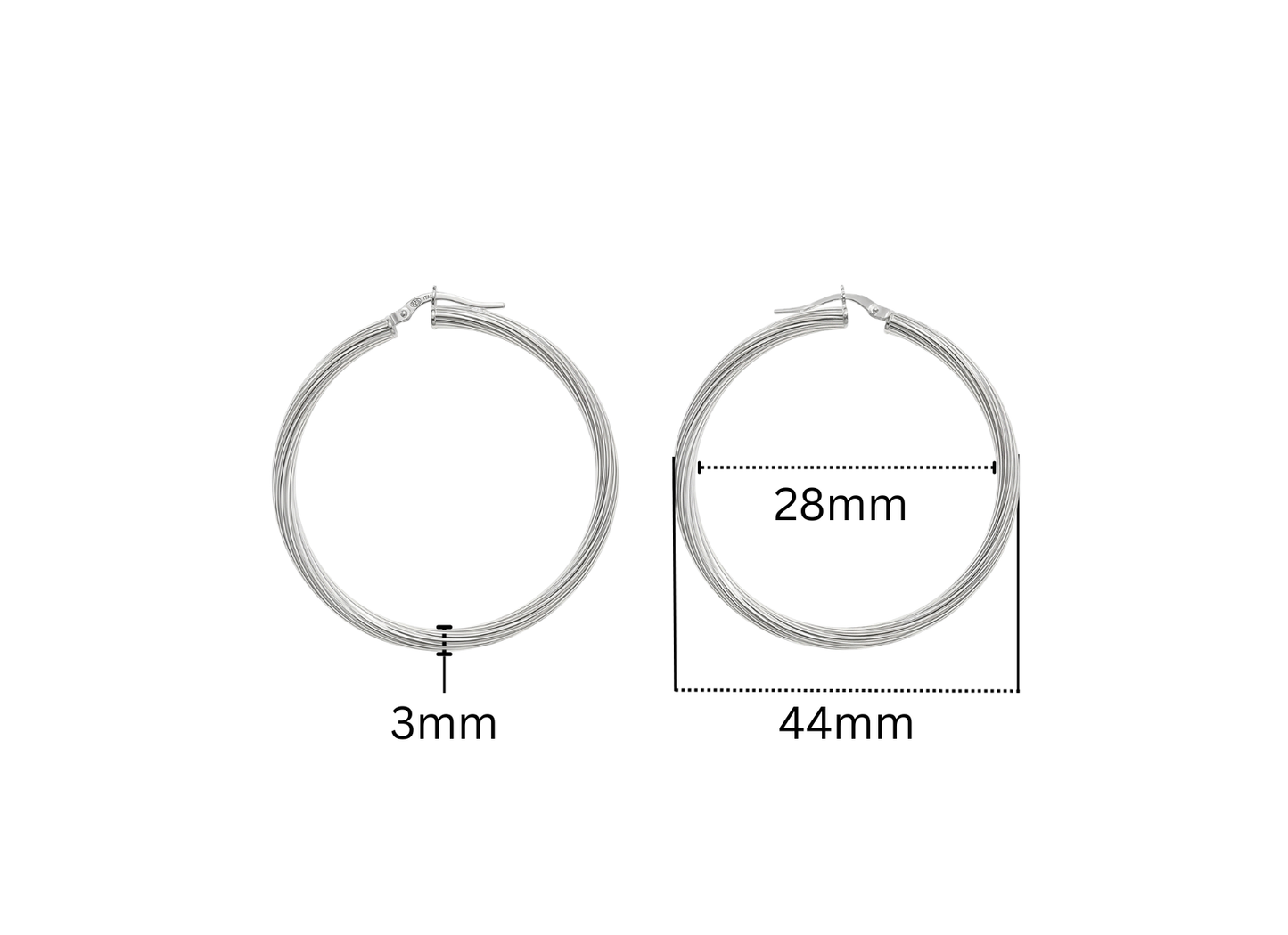 Textured Hoop Earrings - 45MM | Sterling Silver