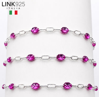 Transparent Purple Enamel Paperclip Chain | 1.6MM | Sterling Silver