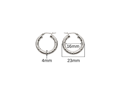 Hammered Hoop Earrings- 23MM | Sterling Silver