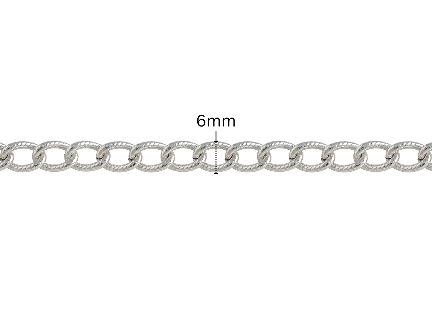 Elongated Twisted Curb Chain - 6MM | Sterling Silver