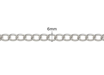 Elongated Twisted Curb Chain - 6MM | Sterling Silver