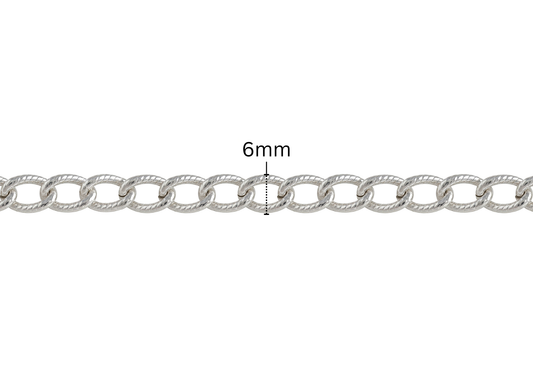Elongated Twisted Curb Chain - 6MM | Sterling Silver