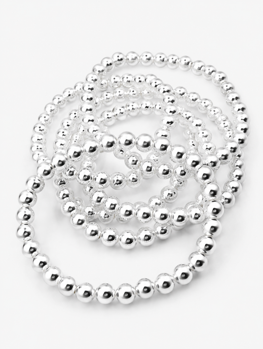 Elastic Bead Bracelet - 6MM | Sterling Silver