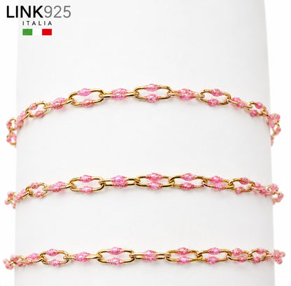 Pink Glitter Enamel Paperclip Chain | 3MM | 14k Gold Filled