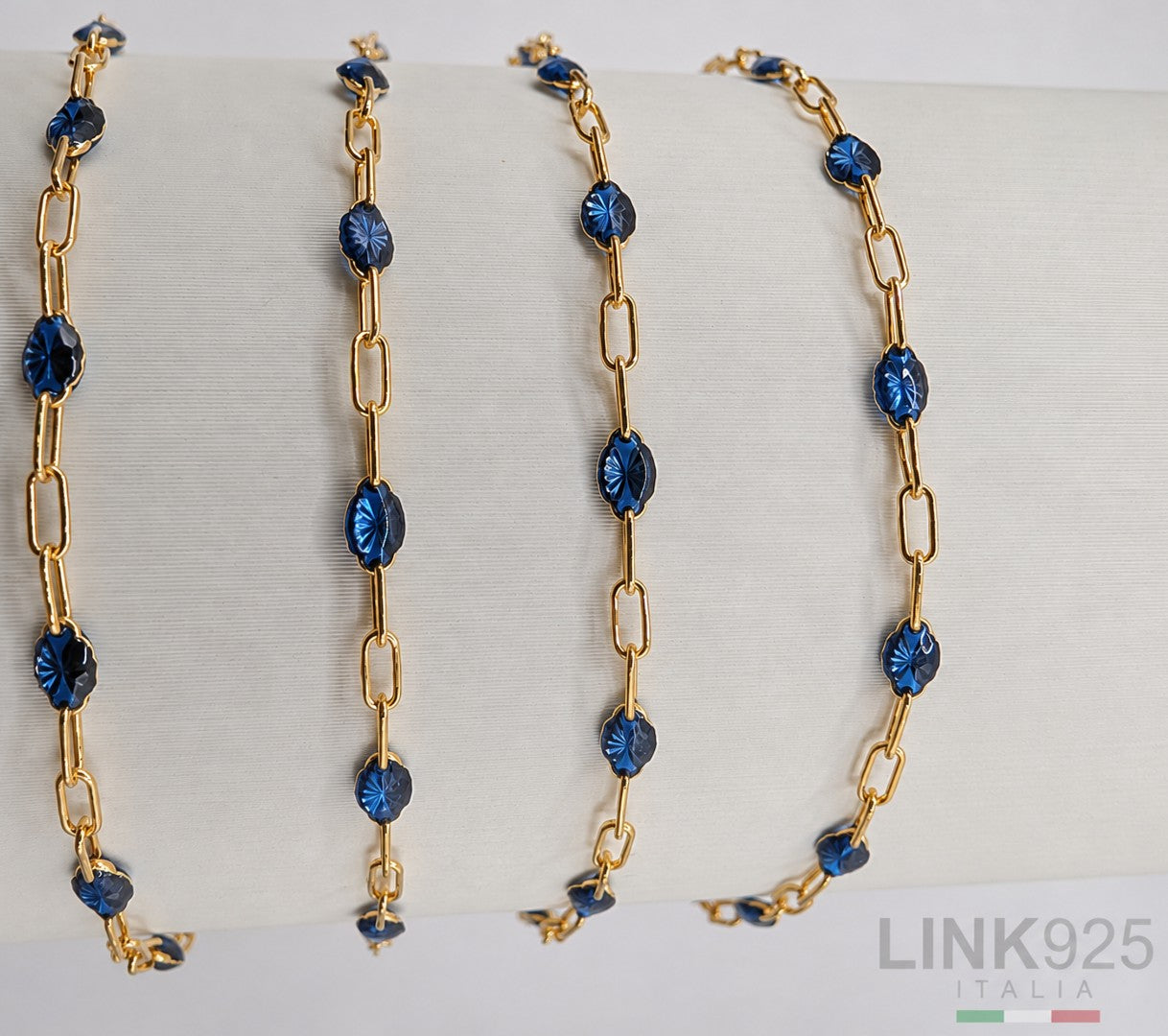 Transparent Navy Enamel Paperclip Chain | 1.6MM | 14K Gold Filled
