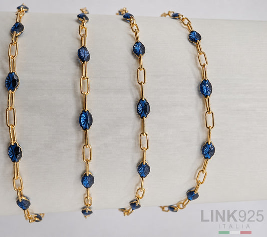 Transparent Navy Enamel Paperclip Chain | 1.6MM | 14K Gold Filled
