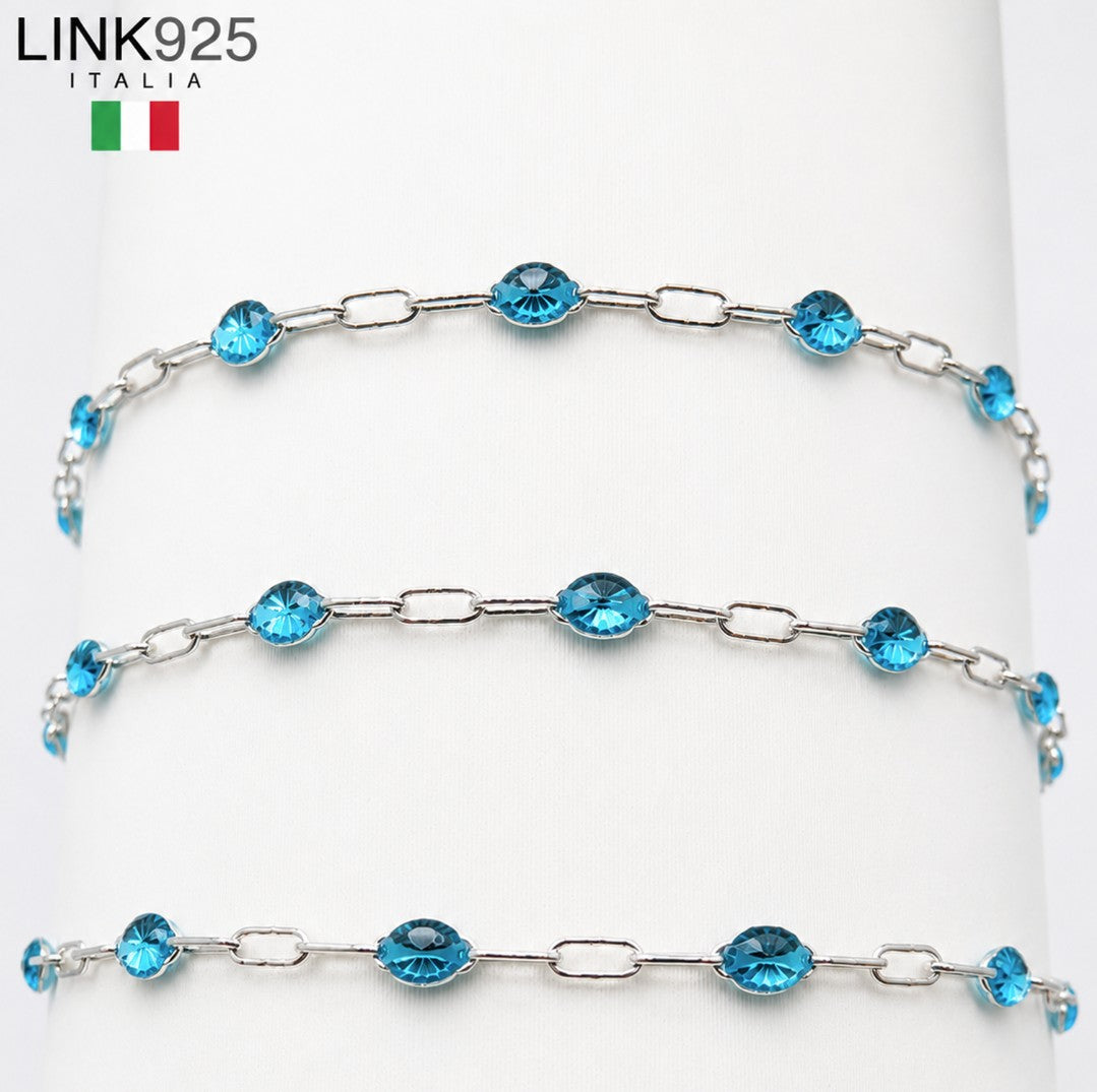 Turquoise Enamel Paperclip Chain | 1.6MM | Sterling Silver
