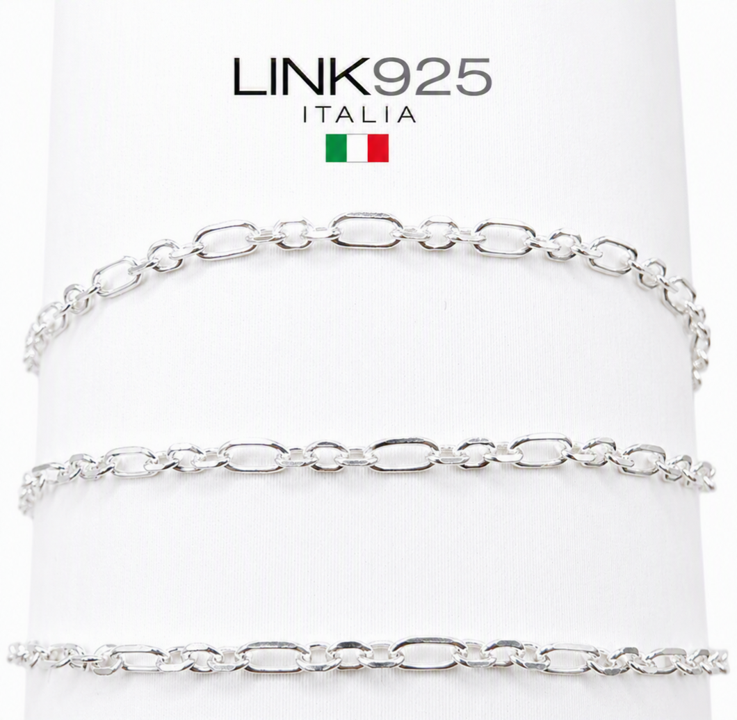 3+1 Figaro Rolo Chain | 2MM | Sterling Silver