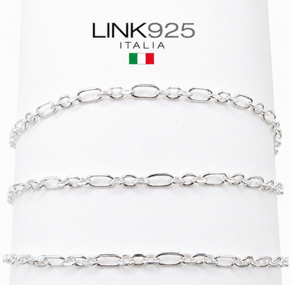3+1 Figaro Rolo Chain | 2MM | Sterling Silver