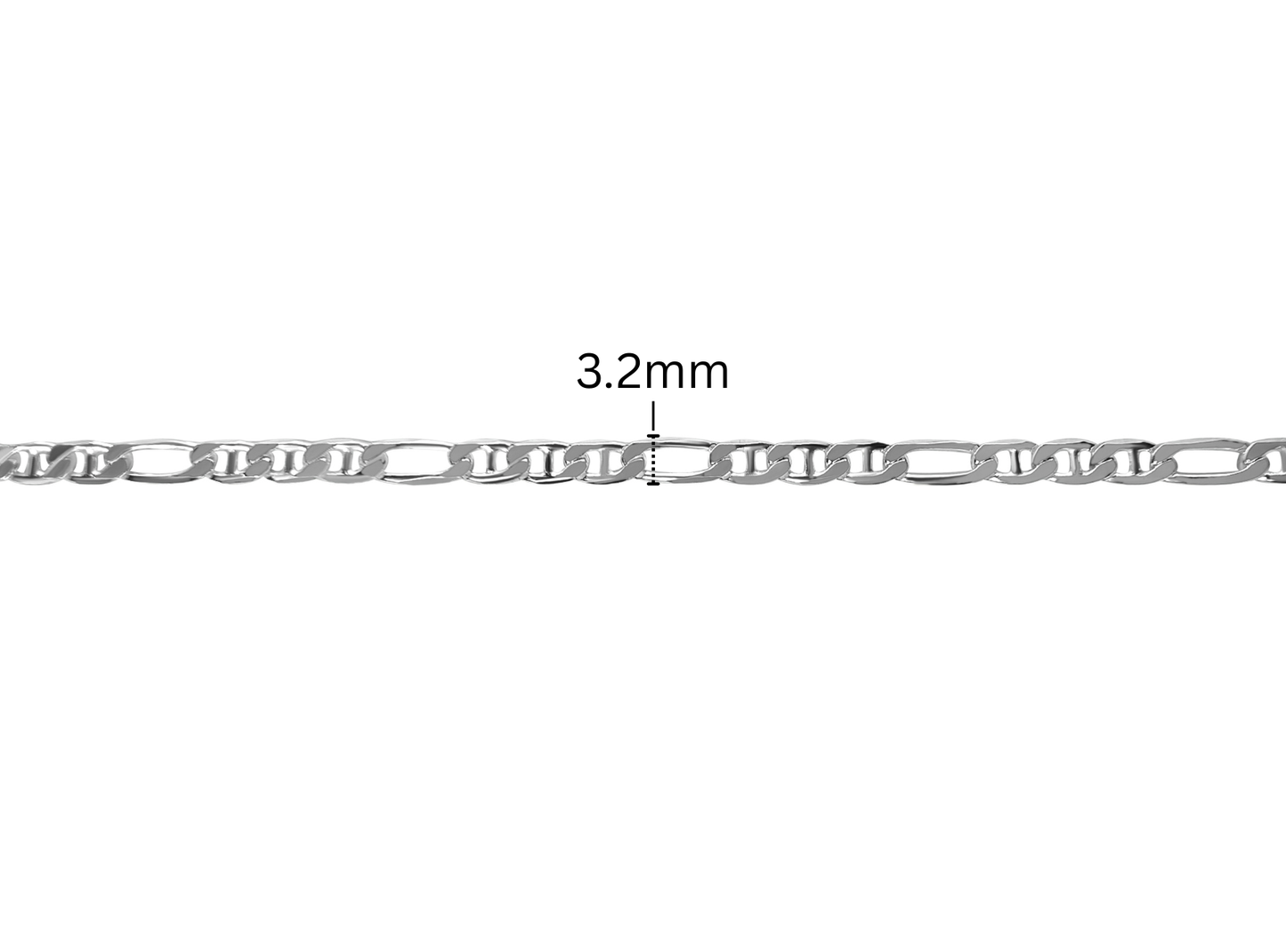 Diamond Cut Figarucci Chain - 3.2MM | Sterling Silver