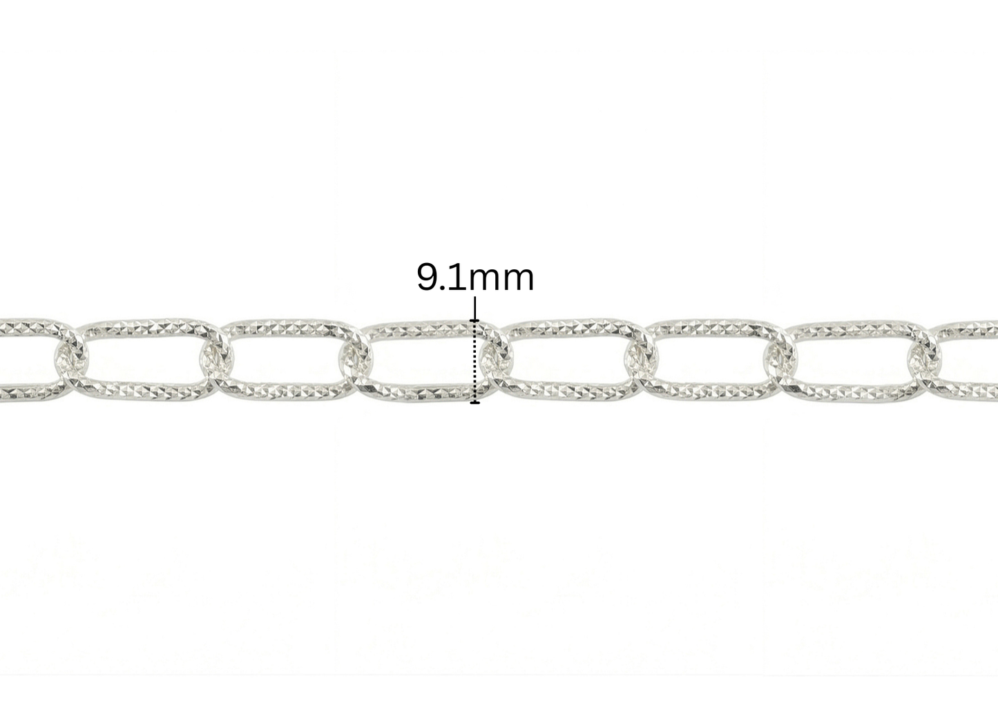 Diamond Cut Paper Clip Chain - 9.1MM | Sterling Silver