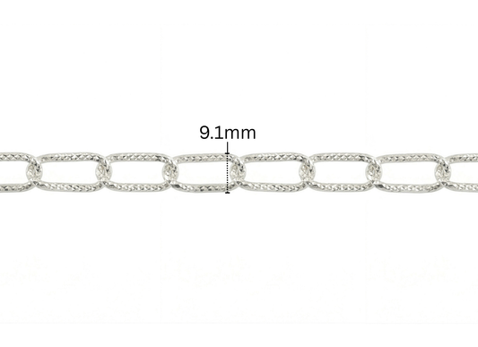 Diamond Cut Paper Clip Chain - 9.1MM | Sterling Silver