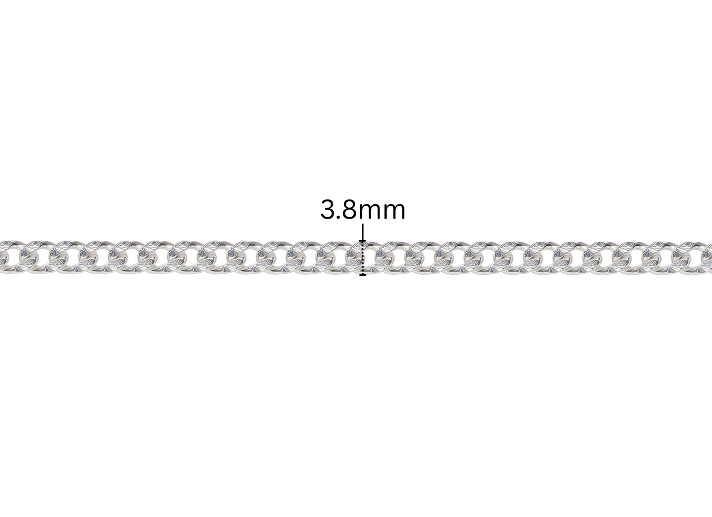 Pavé Diamond Cut Curb Chain - 3.8MM | Sterling Silver