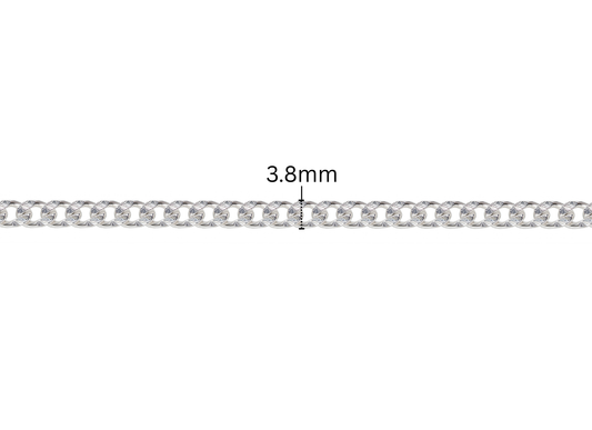 Pavé Diamond Cut Curb Chain - 3.8MM | Sterling Silver
