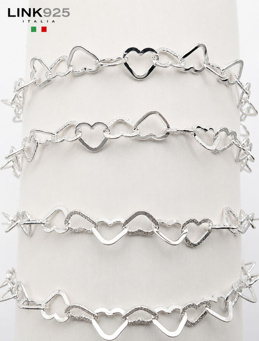 Alternating Diamond Cut Heart Chain | 4.6MM | Sterling Silver