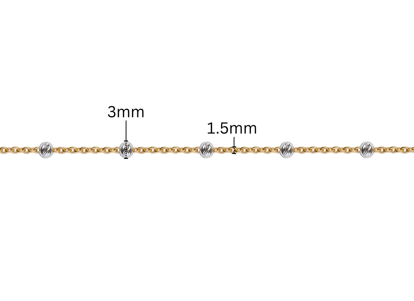 Satellite Chain - 1.5MM with 3MM Beads | Mixed Metal