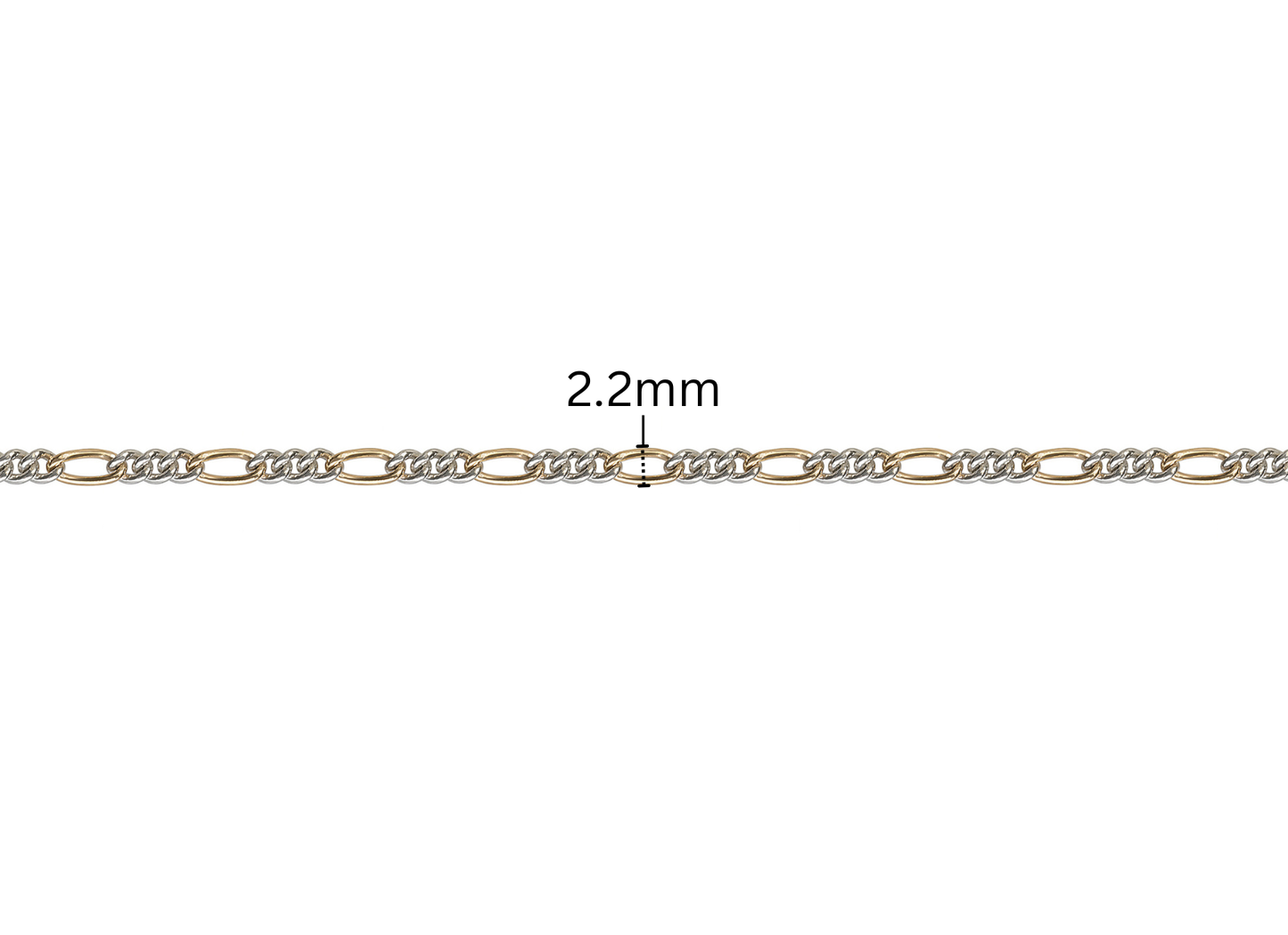 3+1 Figaro Chain - 2.2MM | Mixed Metal