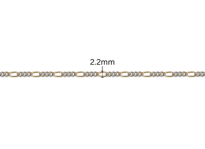 3+1 Figaro Chain - 2.2MM | Mixed Metal