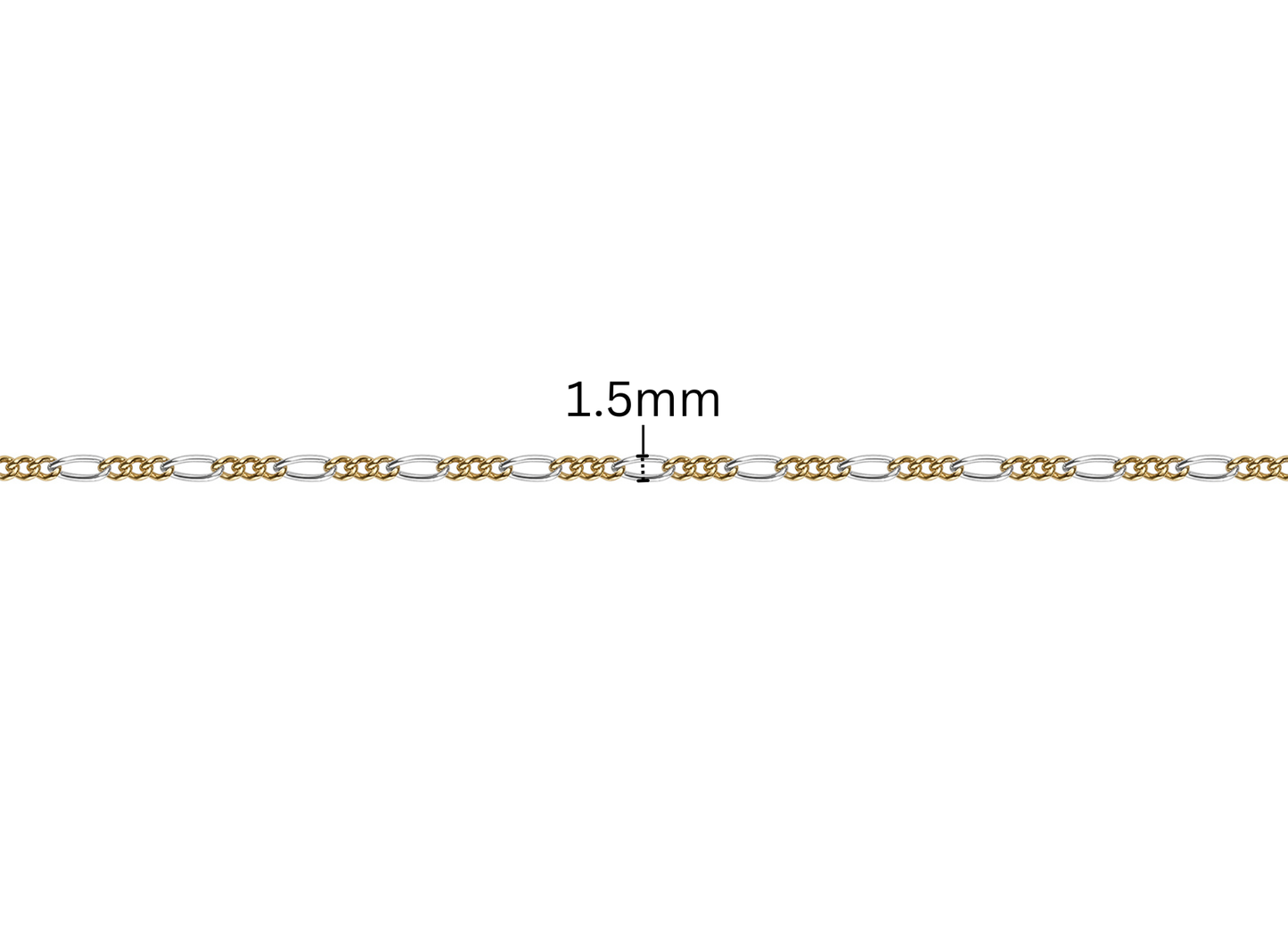 3+1 Figaro Chain - 1.5MM | Mixed Metal