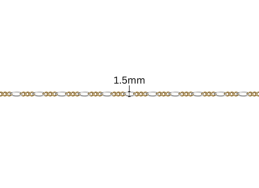 3+1 Figaro Chain - 1.5MM | Mixed Metal