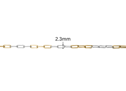 3+3 Paper Clip Chain - 2.3MM | Mixed Metal
