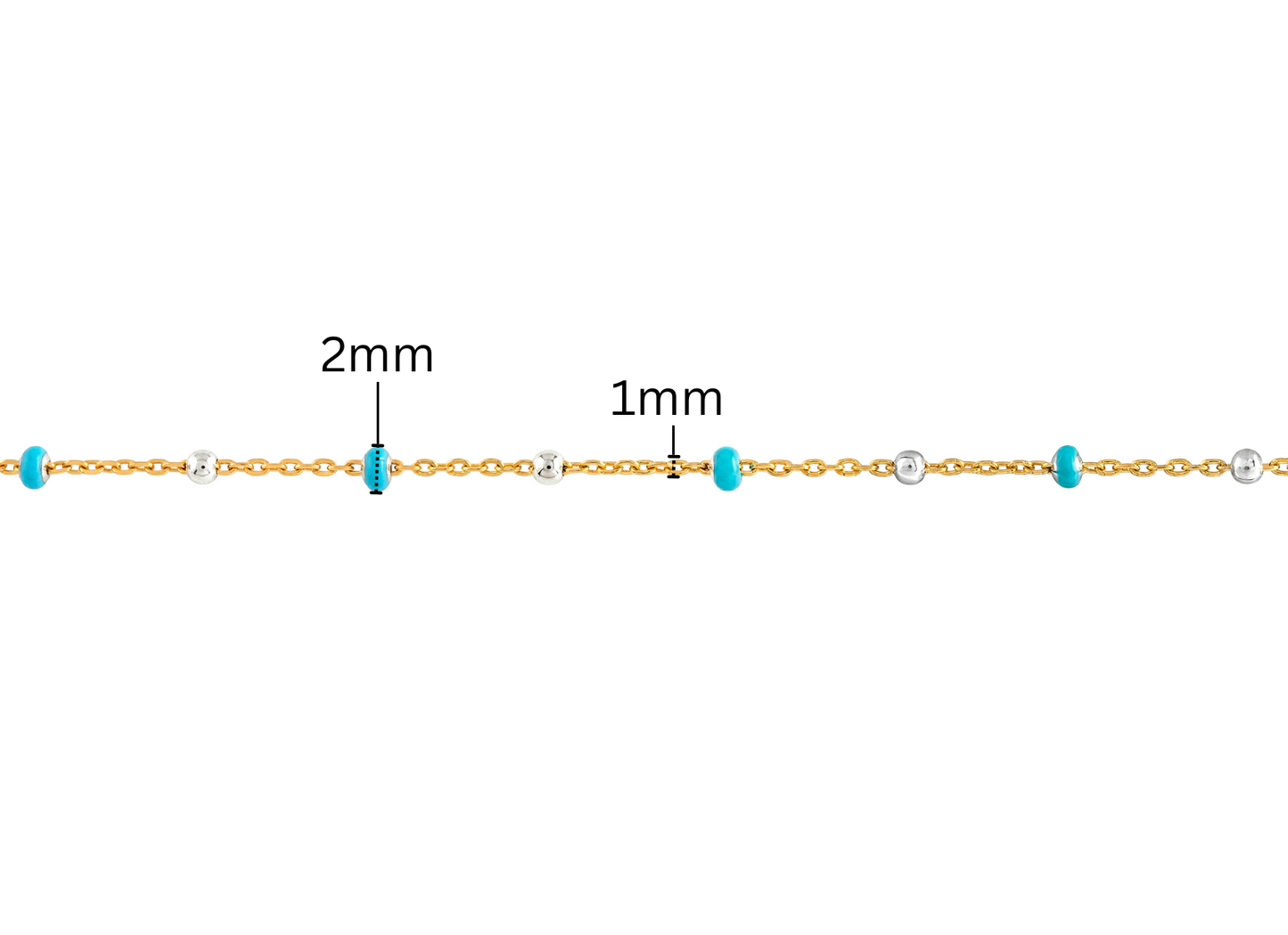 Enameled Satellite Chain - 1.1MM with 2MM Beads |  Mixed Metal