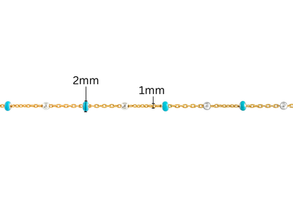 Enameled Satellite Chain - 1.1MM with 2MM Beads |  Mixed Metal