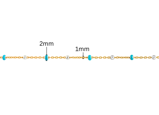 Enameled Satellite Chain - 1.1MM with 2MM Beads |  Mixed Metal