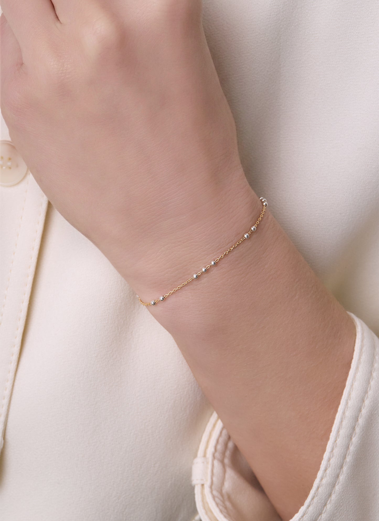 3+2 Satellite Chain - 1.1MM with 2MM Beads | Mixed Metal