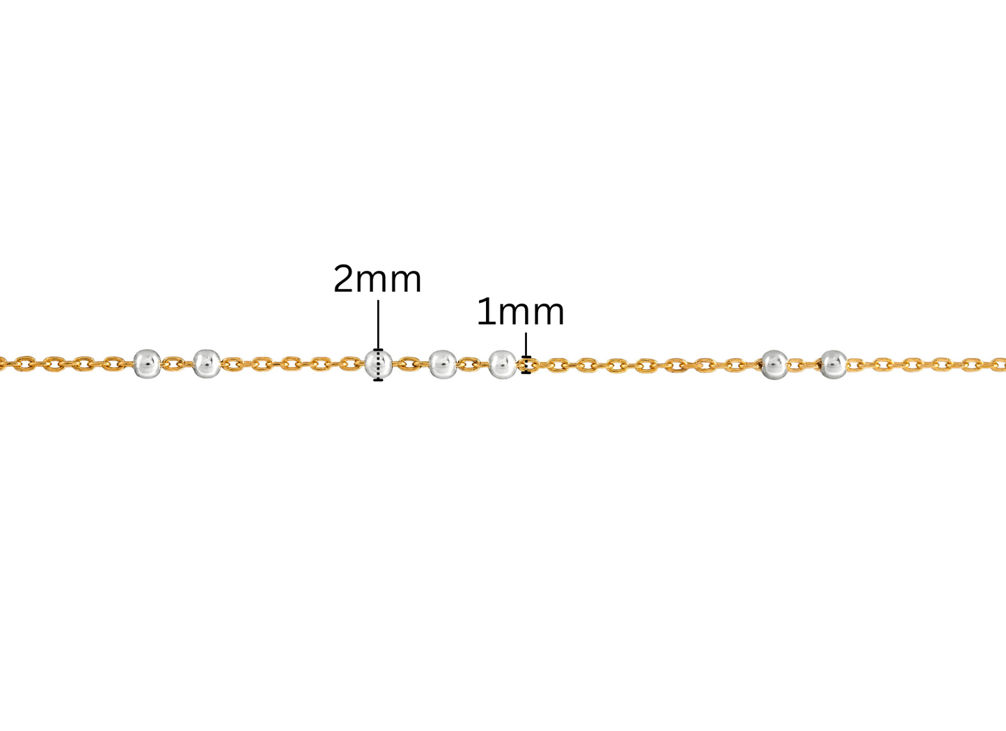 3+2 Satellite Chain - 1.1MM with 2MM Beads | Mixed Metal
