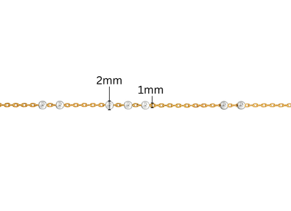 3+2 Satellite Chain - 1.1MM with 2MM Beads | Mixed Metal