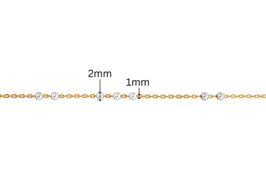 3+2 Satellite Chain - 1.1MM with 2MM Beads | Mixed Metal