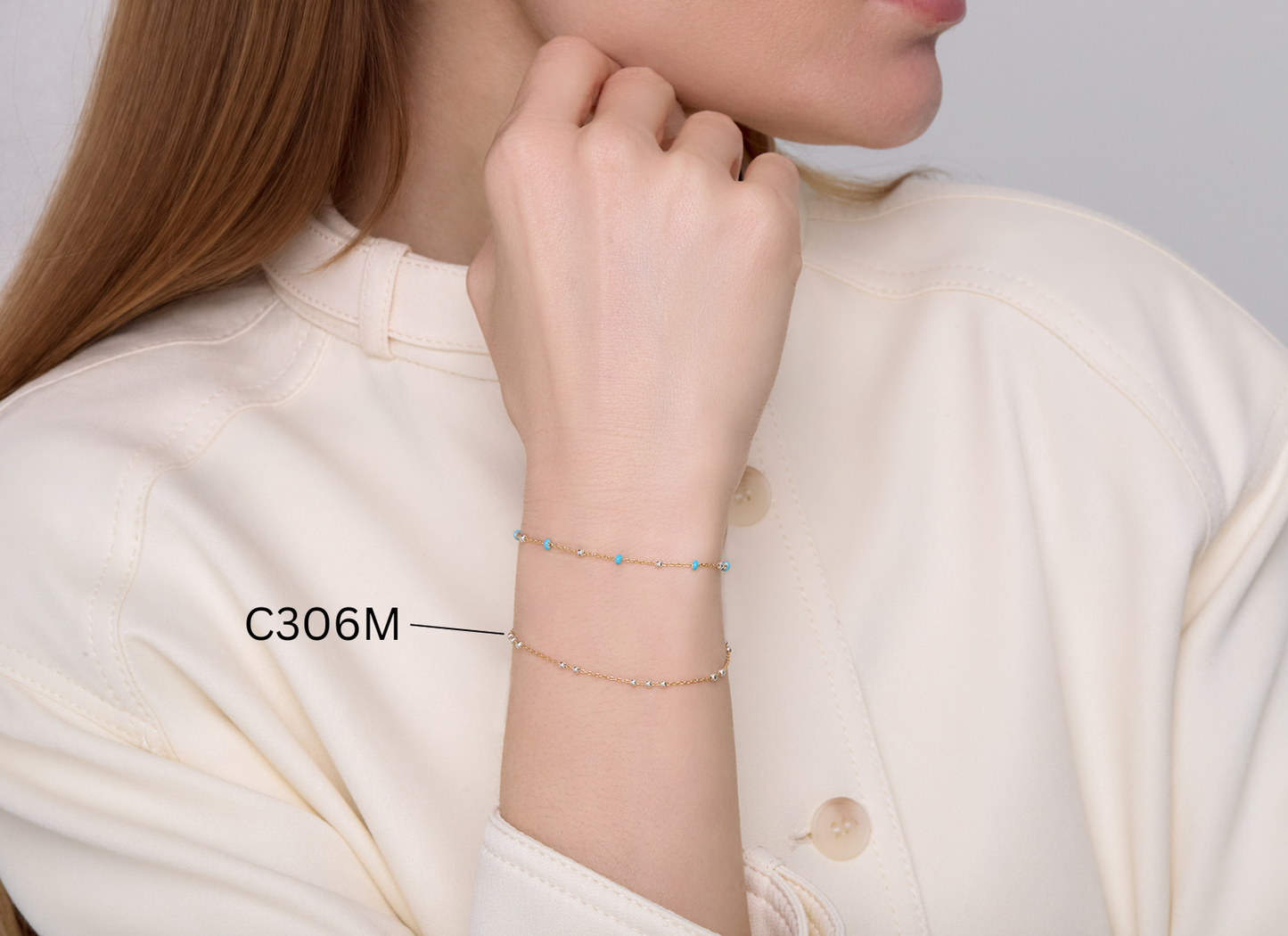 3+2 Satellite Chain - 1.1MM with 2MM Beads | Mixed Metal