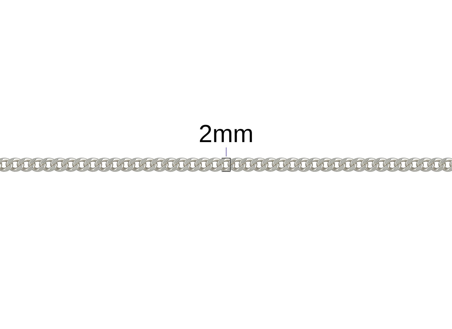 Diamond Cut Curb Chain - 2MM | Sterling Silver