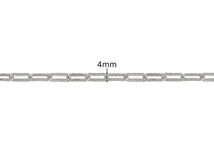 Diamond Cut Paper Clip Chain - 4MM | Sterling Silver